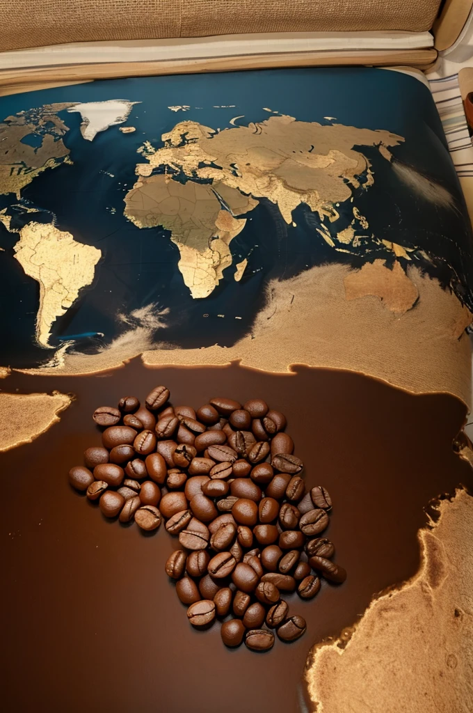Images of Coffee Beans on Kenya's World Map