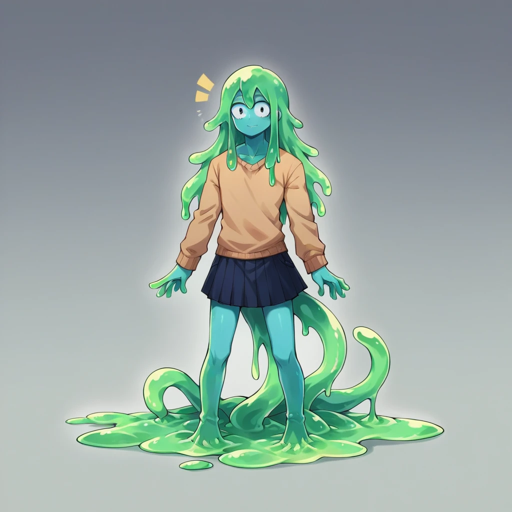 score_9, score_8_up, score_7_up, score_6_up, score_5_up, score_4_up, source_anime, 1Boy, slime Boy, Blue skin, Punk style, Long hair with green tips, tentacles, slime tentacles, slime boy, solo, slimegirlsfw, slime boy, sweater, skirt, slimeboy, my hero academia, tentacles, school, depth of field, LUT, detailed, handsome, cute slime boy. My hero academia school, Tentacle tail, Full body shot. Tall, Slender, Tentacles, Slime.