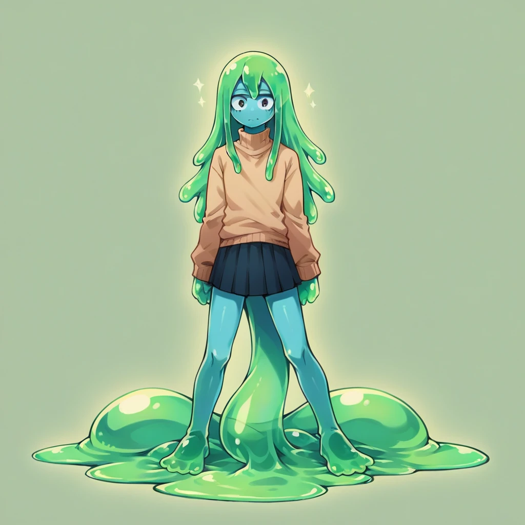 score_9, score_8_up, score_7_up, score_6_up, score_5_up, score_4_up, source_anime, 1Boy, slime Boy, Blue skin, Punk style, Long hair with green tips, tentacles, slime tentacles, slime boy, solo, slimegirlsfw, slime boy, sweater, skirt, slimeboy, my hero academia, tentacles, school, depth of field, LUT, detailed, handsome, cute slime boy. My hero academia school, Tentacle tail, Full body shot. Tall, Slender, Tentacles, Slime.