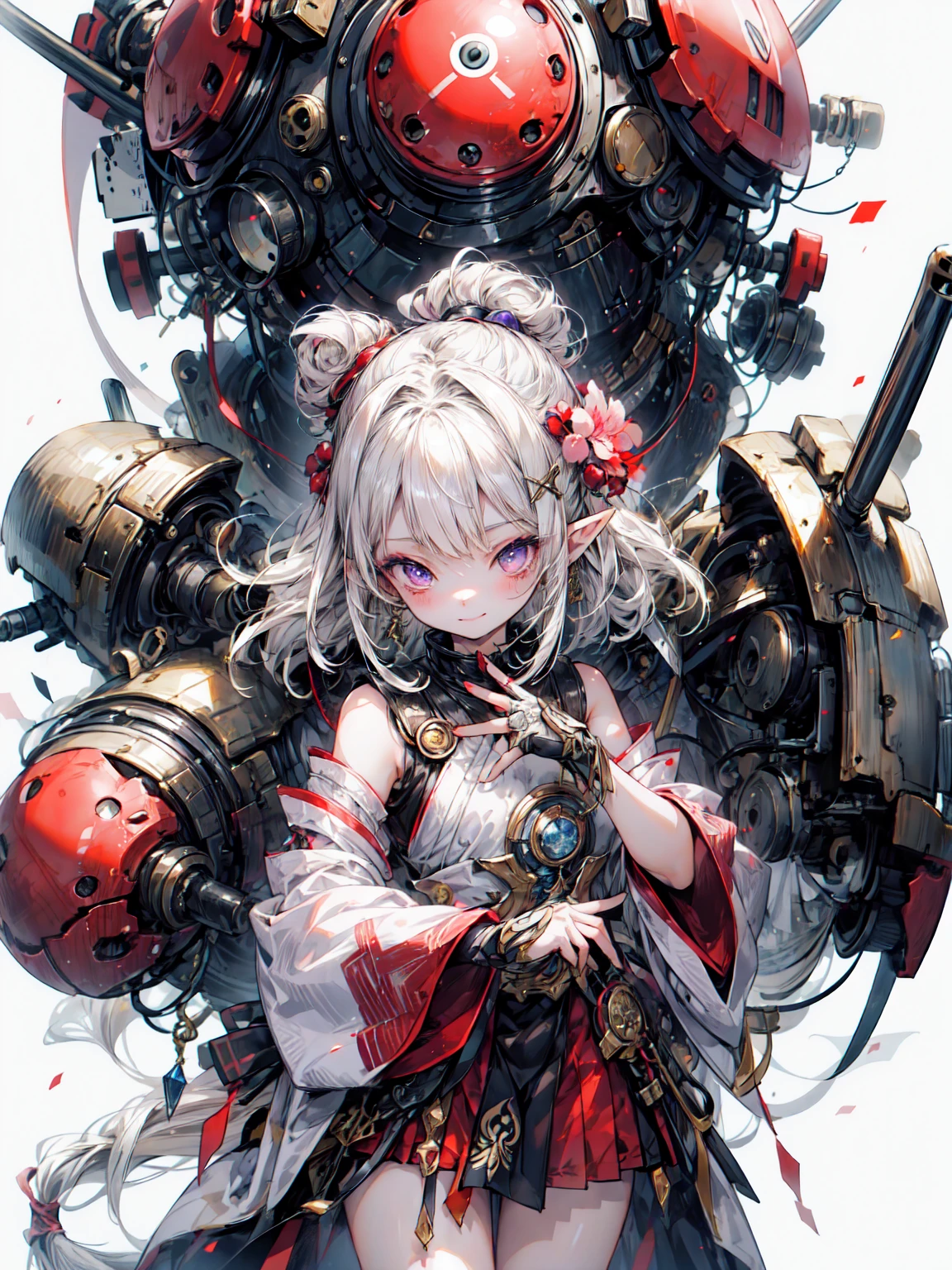 High quality fantasy anime pictures、Weak with an iron ball connected to a chain with spikes々A waifu servant who shakes、Slamming a cockroach on the cracked floor of a messy kitchen、abstract art、critical attack、screaming face、I closed my eyes in panic.