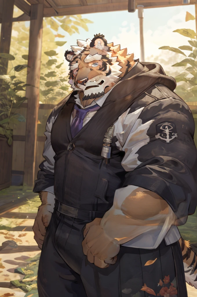 (masterpiece,best quality,Super detailed,Perfect anatomical structure),Detailed background,Empty,hairy,cannon, ,Clear focus,白色tiger,By Empty Ghost, rest 阳光,External,campus, Solitary,Solitary ,male,male ,human nature,Cat,tiger,muscular,rest (White fur:1.5,White body:1.5),looking at the audience,Delicateeyes, Dressed,Casual clothing is acceptable when the weather is nice,Golden pupils