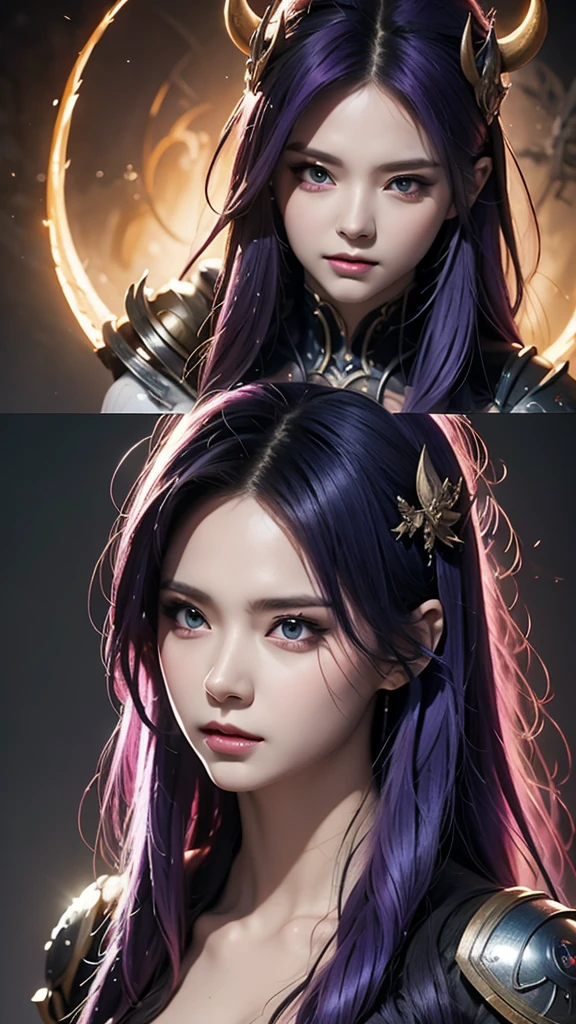 anime character with purple hair and glowing eyes in front of a dark background, handsome guy in demon slayer art, epic fantasy art style, badass anime 8 k, epic fantasy digital art style, detailed digital anime art, human male demon, portrait of hades, epic fantasy art style hd, fierce expression 4k, demon male, extremely detailed artgerm