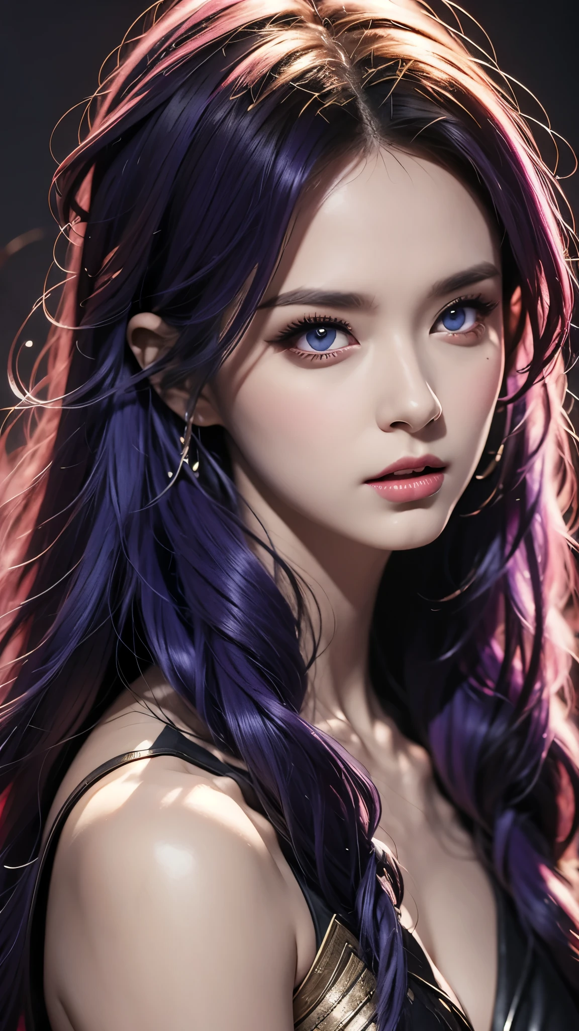 anime character with purple hair and glowing eyes in front of a dark background, handsome guy in demon slayer art, epic fantasy art style, badass anime 8 k, epic fantasy digital art style, detailed digital anime art, human male demon, portrait of hades, epic fantasy art style hd, fierce expression 4k, demon male, extremely detailed artgerm