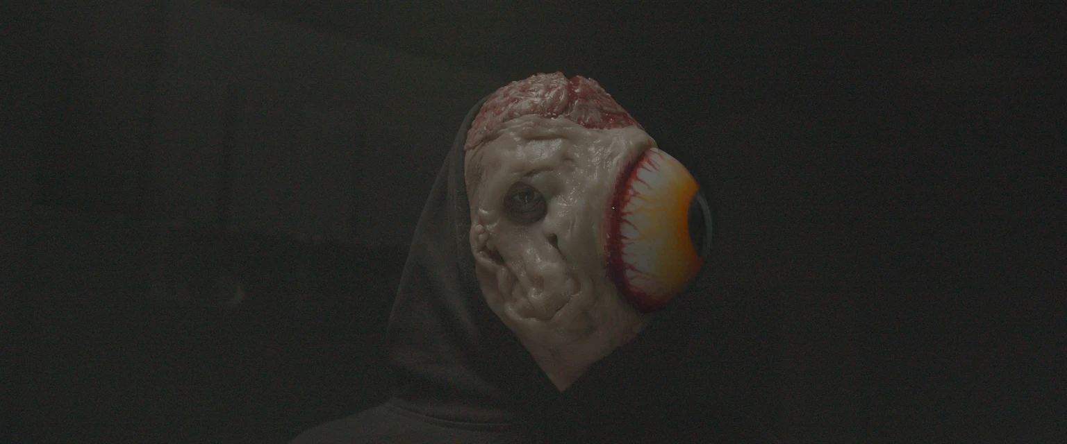inpaint an eyeball of a monster with capillaries, blood, red and orange colors, silver pupil, scary, photorealistic