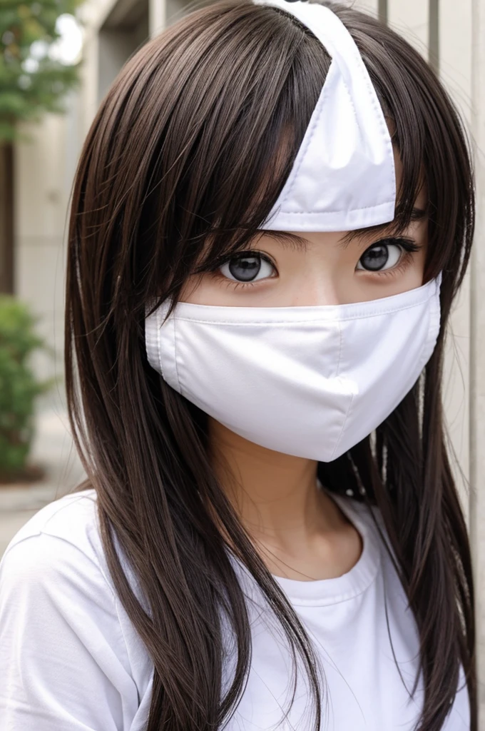 Anime girl with white mask and wears boy clothes to hide her secret identity. 