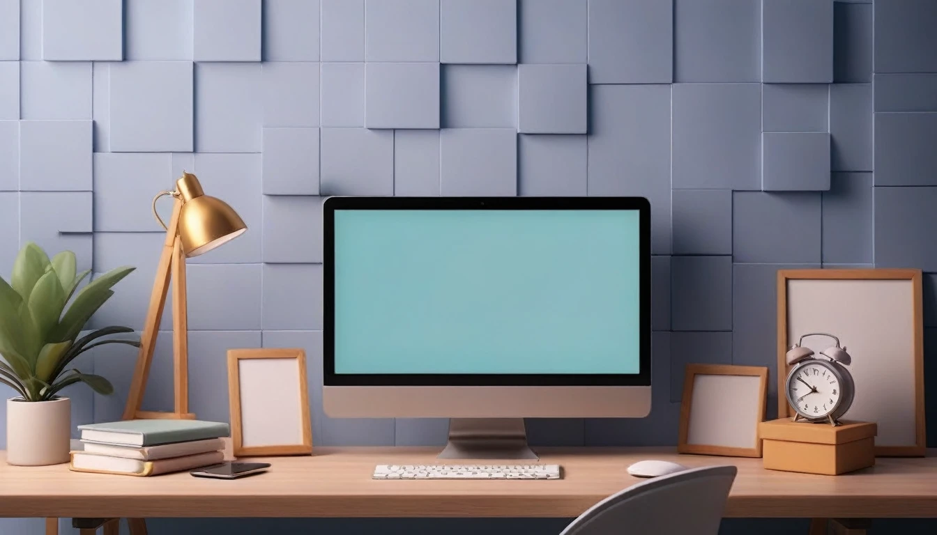 setup background, desk, background with squares