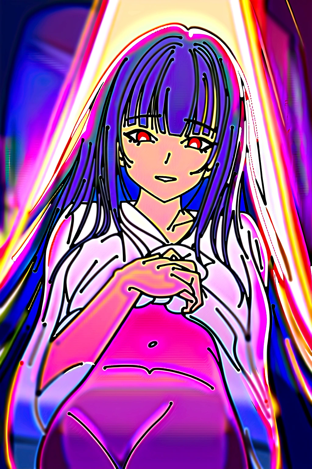 A woman doing naughty things alone、Young woman masturbating、Cinematic、Beautiful lines、curve、Woman stimulating penis、Beautiful woman with long hair、Feeling good in the bathroom