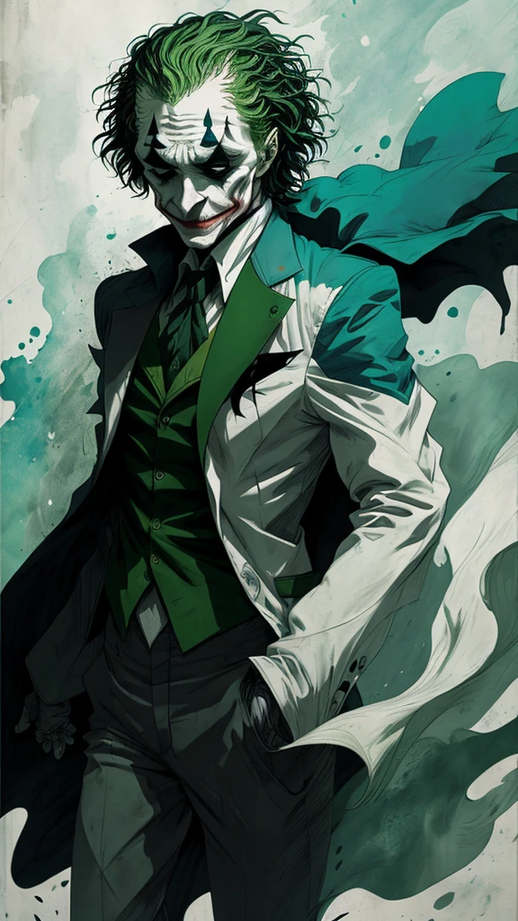 joker standing, ethereal wind armor, in the style of mdrnkz3