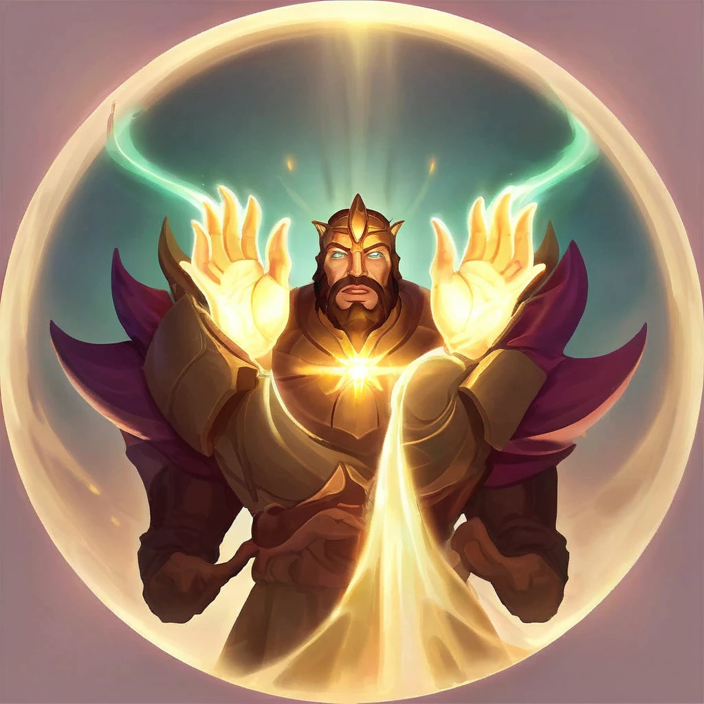 Create an icon featuring a man with shining eyes. He is depicted with two hands, not his own, touching either side of his head, symbolizing mind invasion. The man's expression should convey a sense of being passively controlled or influenced, with a subtle glow around his eyes to highlight the mental invasion. The overall style should be clean and modern, suitable for an icon, with clear lines and a minimalistic color palette.