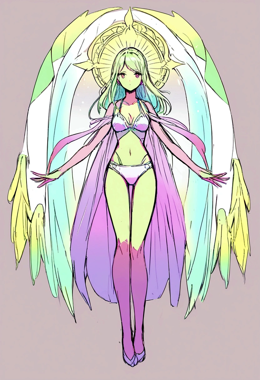 Color sketch of woman in underwear looking from the front full body