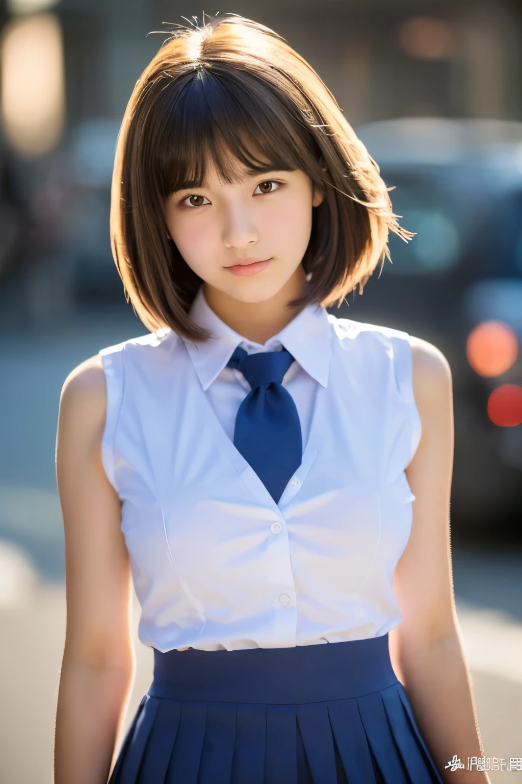 (Detailed and realistic eyes:1.3) (high quality, Fine grain:1.3) (Sharp focus:1.3) (Sleeveless uniform:1.3) high school girl　Very short skirt　White cotton shirt　(Big Breasts:1.3) Very detailed　超high quality　超high quality　Surreal　photograph　Three Japanese Girls　(Each girl has a different hairstyle randomly、A different face:1.3) 　Fair skin　　((Half-open lips:1.3))　Beautiful and soft skin　((Beautifully styled straight short hair))  Beautiful and perfect body　very cute　Beautiful young man with clear skin々New Skins　16 years oldを着たhigh school girl) Big Breasts　whole body　Everyday City　Bustling city　　((night))　audience&#39;perspective　　Front view　　(Big Breasts:1.3)   (Cleavage)　(Amazingly cute girl:1.3)　　(whole bodyポートレート)　