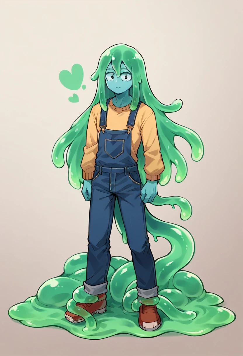 score_9, score_8_up, score_7_up, score_6_up, score_5_up, score_4_up, source_anime, 1Boy, slime Boy, Blue skin, Soft fashion, Long hair with green tips, tentacles, slime tentacles, slime boy, solo, slimegirlsfw, slime boy, sweater, overalls, slimeboy, my hero academia, tentacles, school, depth of field, LUT, detailed, handsome, cute slime boy. My hero academia school, Tentacle tail, Full body shot. 