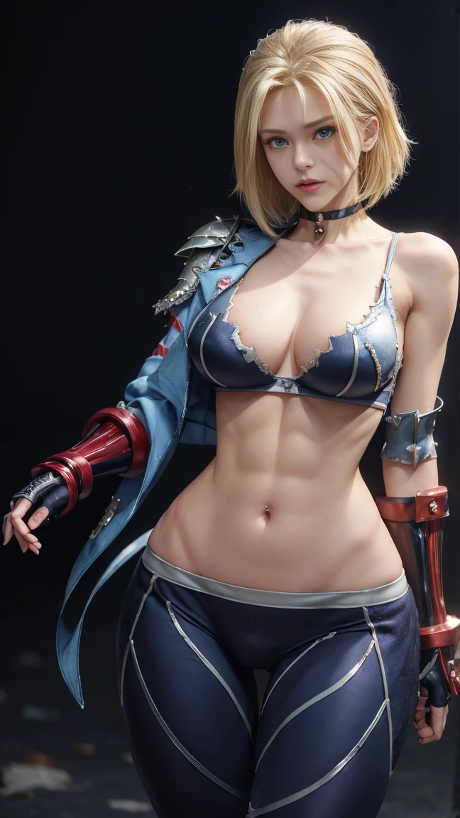 8K, Top Quality, Intricate Details, Ultra Detail, Ultra High Resolution, Masterpiece, close up shot, (full body: 1.1), Slender, Smile, (Makeup: 0.4), ,(( cammy white, blonde hair, bangs, short hair, blue eyes, )), (Fluffy Eyes: 1.21), (()), 1girl, solo, 1 girl, (()), close up shot, , ((tall)), (((fit body))), (((slim face))), sharp face, (( ((broken armour, breasts plate,)),, cleavege, crotch)) ,(detailed face), sharp face, small lips, , ,(( )) ,, ,
((,no bra, braless )), , (( )), detailed face, detailed breast, large breast ,huge breast, detail nipples ,, Narrow Waist, Skinny, tall , 190 cm tall, Muscular, Navel, Exposed Abdomen, Pointed Chest,, Beautiful girl with accentuated slender abs: 1.4, Six Pack Abs: 1.4, , Perfect Body, detail legs, (( dark background)), black background,