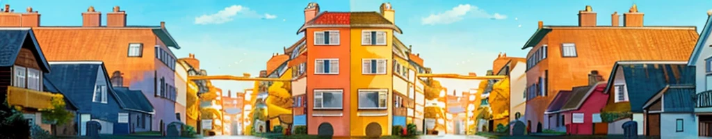 Background: A street with houses, reflecting an urban setting.
I want it as a separator in the book, I don't want a person, just the background... and that one of the primary colors is orange