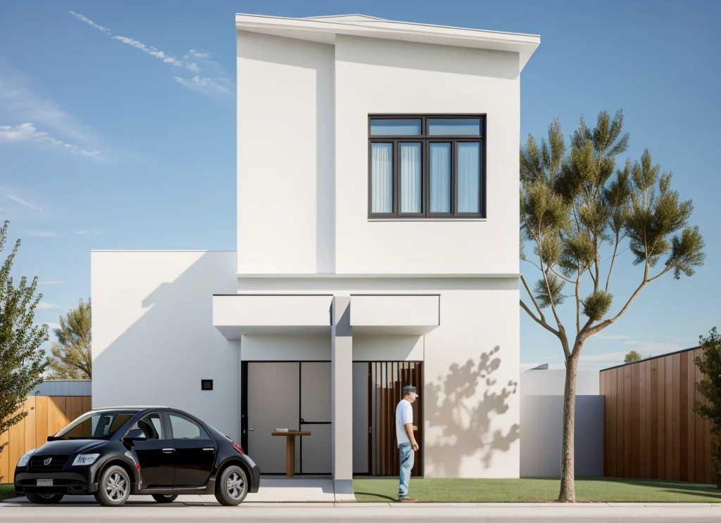 1 MODERN house, cafe area:1.4, main material by white wall and wood, large yard, 1 road passes in front of the house, (Photo brute, real, best quality, head of'artwork:1.2), avoir l'modern and minimalist look, 1 route devant la maison, lumière annulaire Shime, brightness of light'interior:1.2, dynamic lighting:1.3, (hyper realistic, photo-realistic:1.2), High quality, (dark lighting:1.2), perfect lighting, archquotidiennement