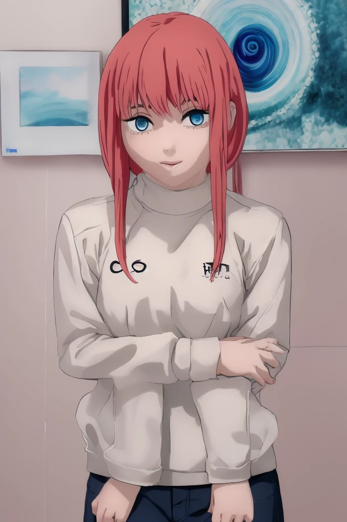 1girl, red hair, blue eyes, looking at viewer