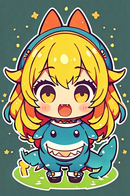 1 Girl, Shark Mascot Costume, Minimal vector style