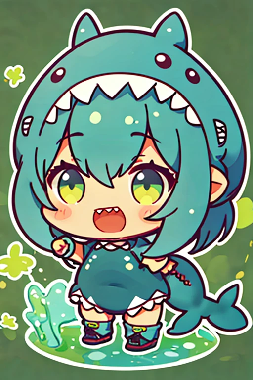 1 Girl, Shark Mascot Costume, Minimal vector style