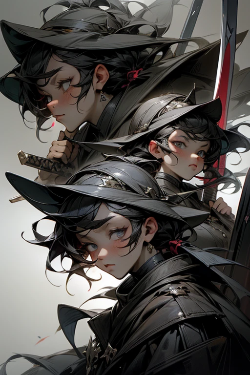 masterpiece,best quality,super detailed,The Killer Twins,same face,perfect face,holding_weapon,Contrasting,dynamic scene,