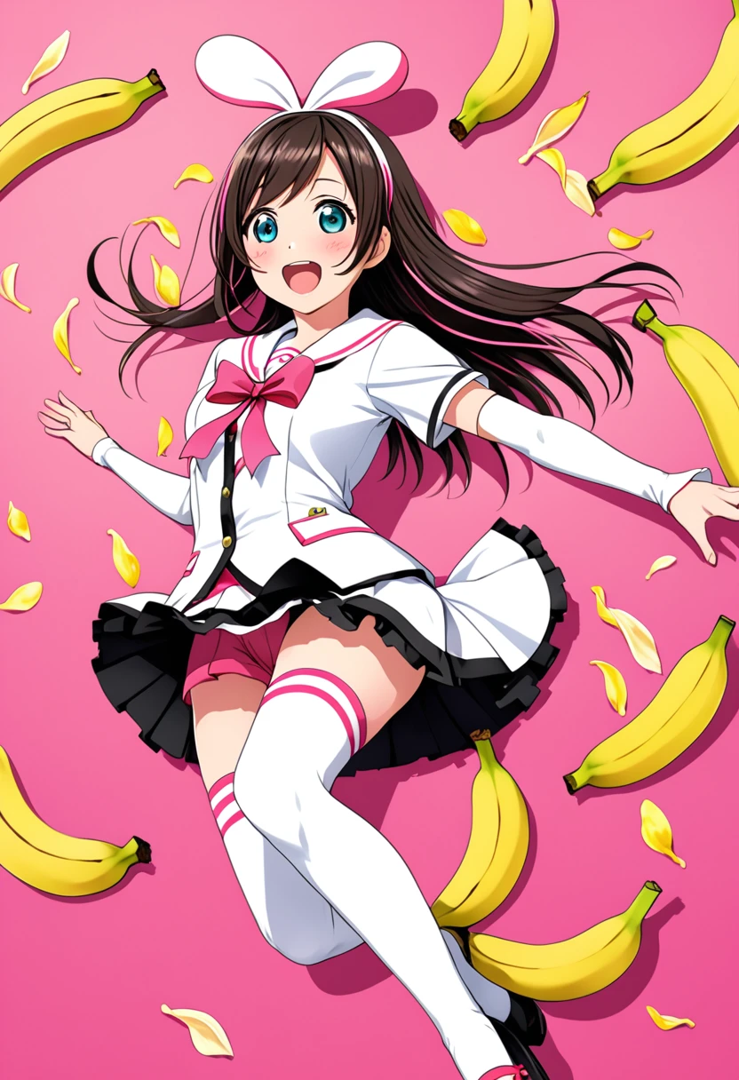 high quality, Kizuna Ai, ,Falling on a banana peel,