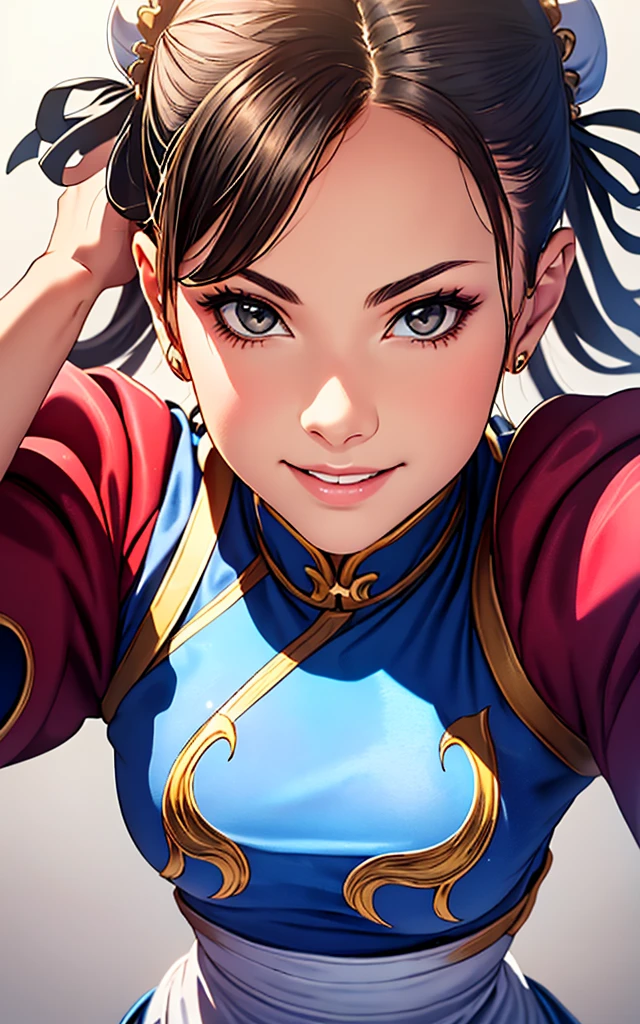 girl, smile, Hyper Realistic, ChunLi, portrait, full body