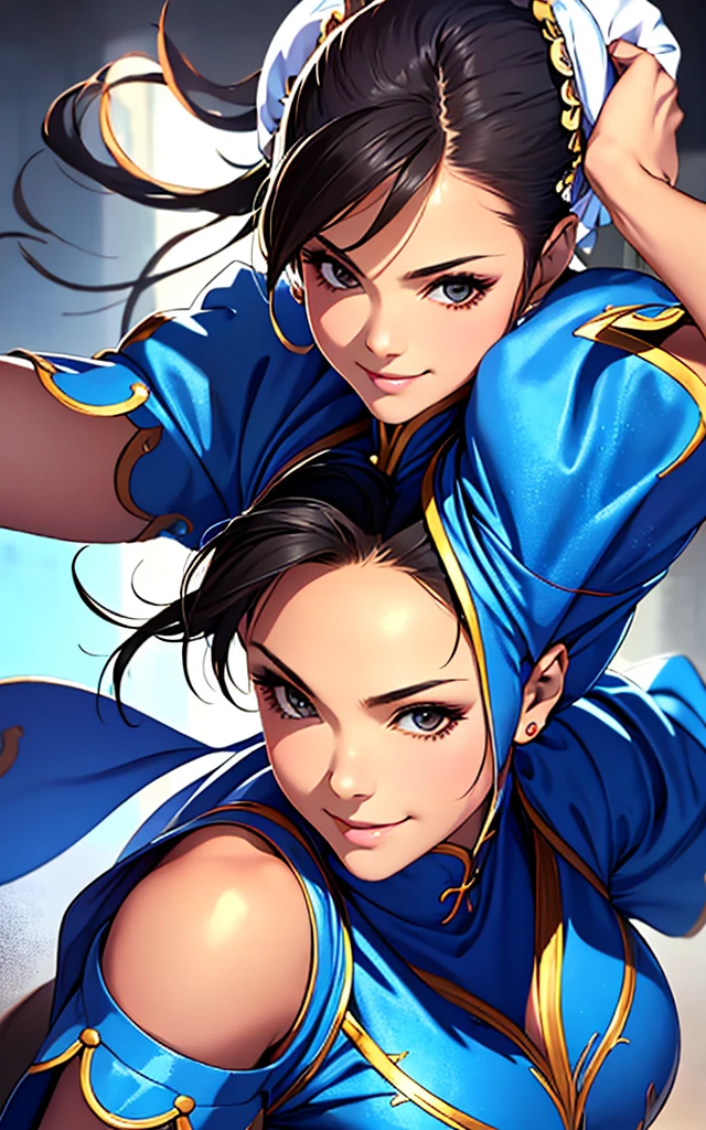 girl, smile, Hyper Realistic, ChunLi, portrait, full body