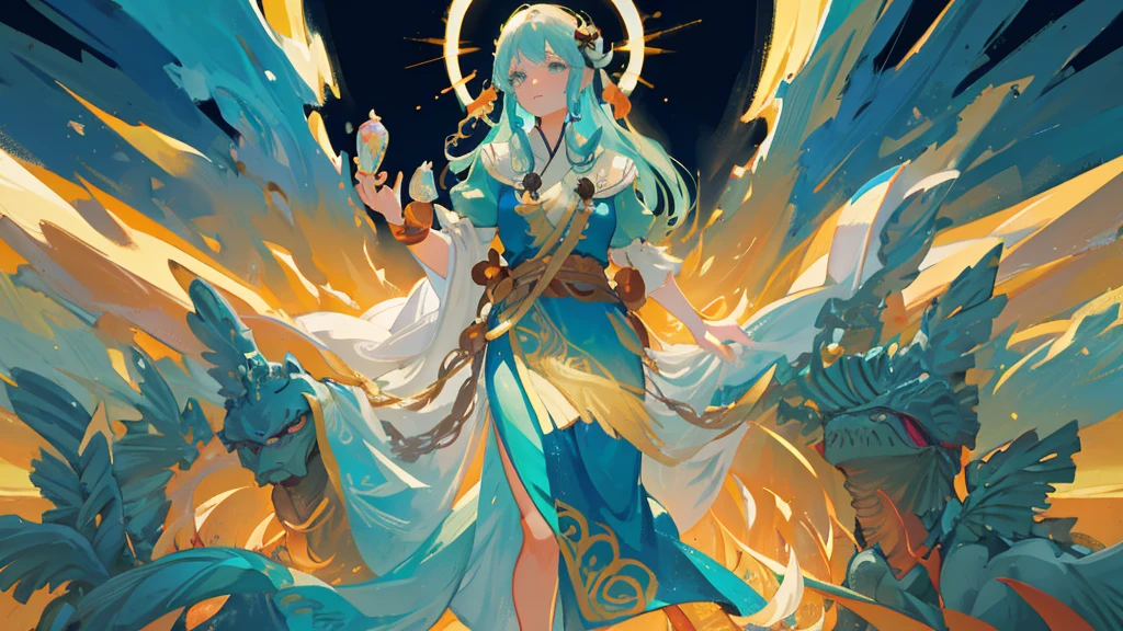 Please help me generate an illustration about the Eight Immortals crossing the sea and showing their magical powers