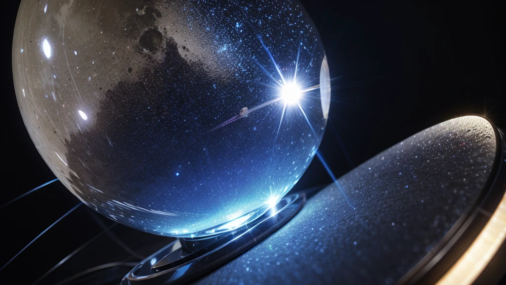 [Transparent crystals shining colored light] [focusing] in the sun moon.