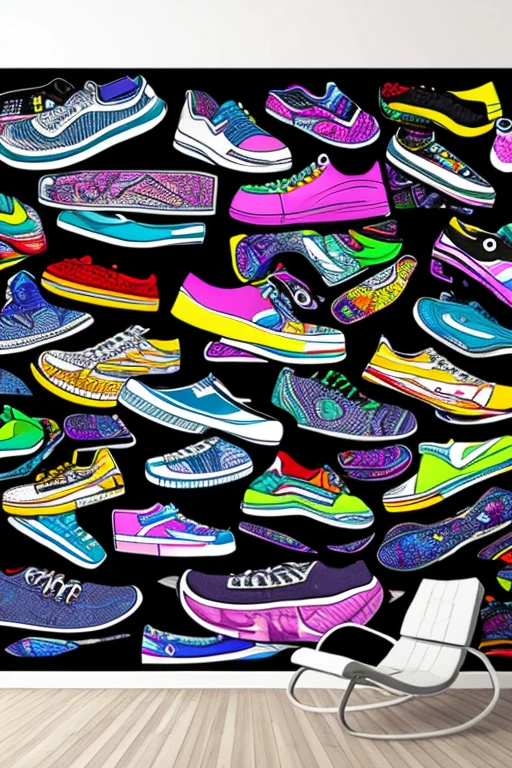 A background filled with scattered Sneaker in various sizes and colors
A background completely filled with scattered sneaker in various sizes and colors, covering the entire screen.
colorful image
Punking
Written by "Music for LIFE" on the wood board
black medium hair black medium hair
Five fingers Baggy clothes Baggy clothes