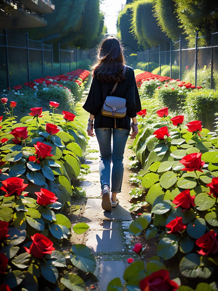 Death in a garden of red roses 