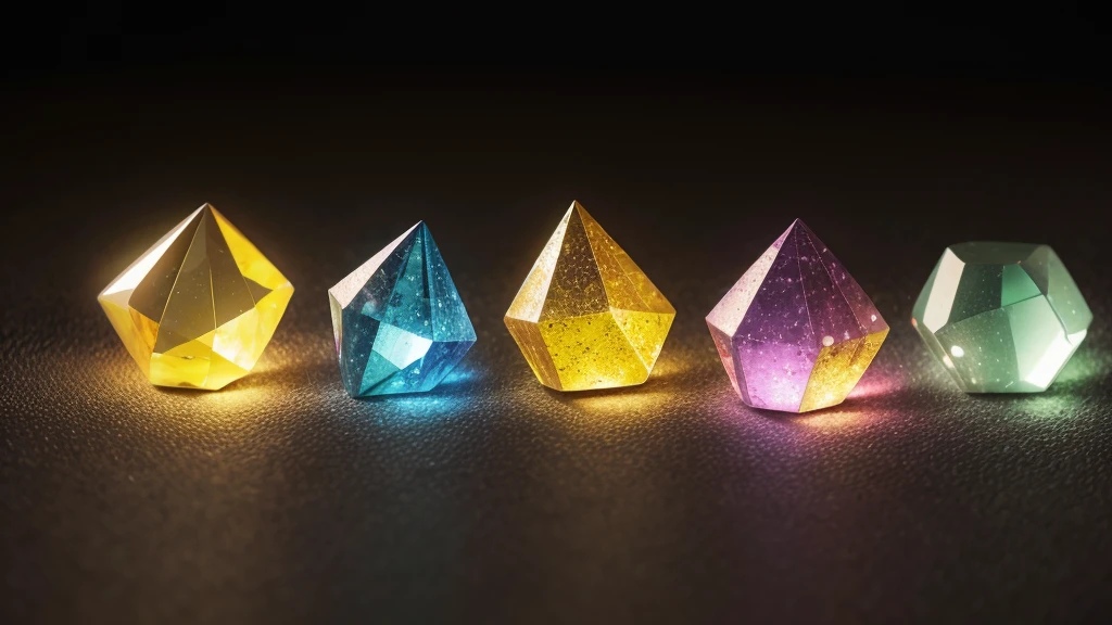 [Transparent crystal stones shining colorful light] [focusing] in the sunlight.