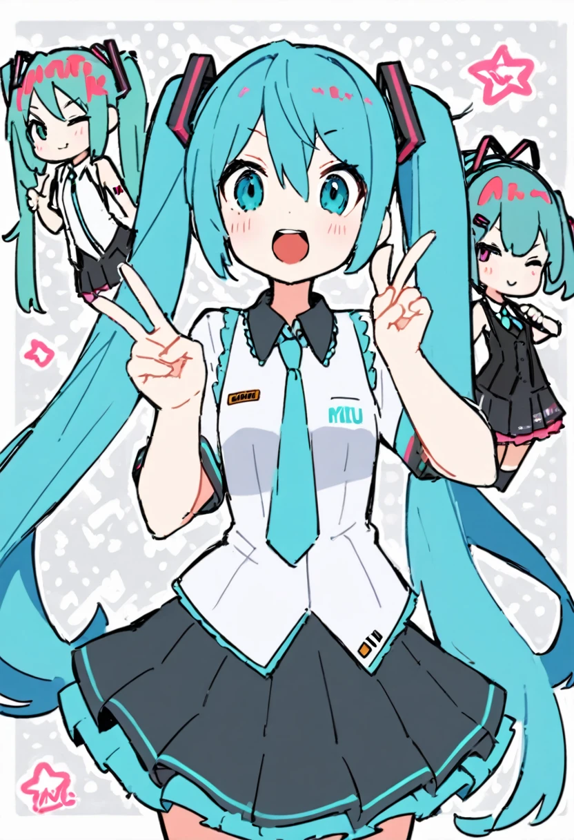 piece、V sign、Look this way、Beautiful picture、Hatsune Miku