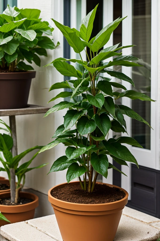 a healthy plant for a human being that is growing in a pot