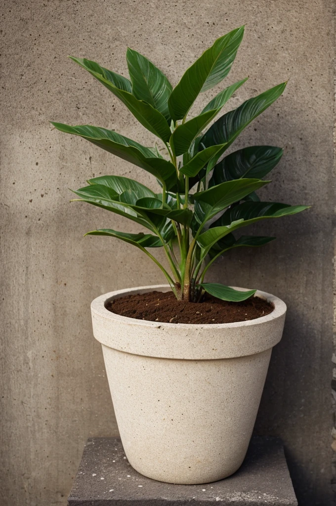 a healthy plant for a human being that is growing in a pot