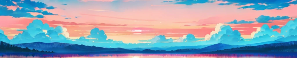 background with clouds, like a sunset where you can see the cyan and pink colors but that it looks like a clash of both colors, like half in one part and the other in another and then as if in the middle the union