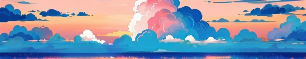 background with clouds, like a sunset where you can see the cyan and pink colors but that it looks like a clash of both colors, like half in one part and the other in another and then as if in the middle the union