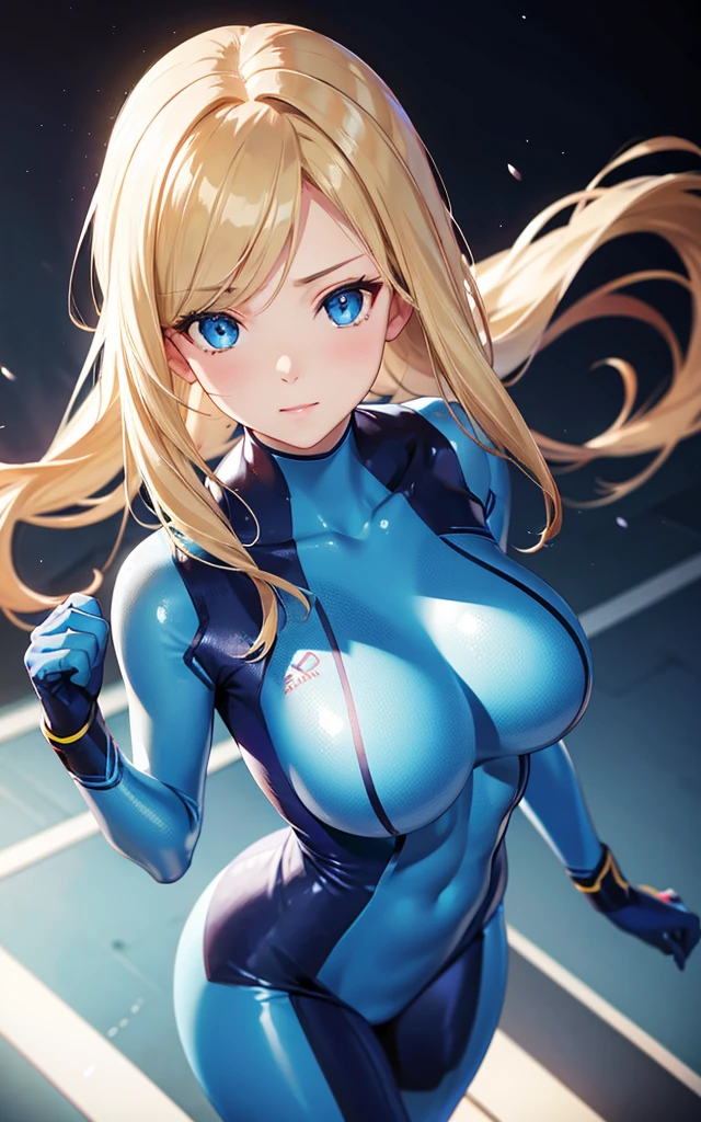 portrait, realistic, elegant woman, zero suit, blue eyes, blonde hair, 4k resolution, Hyper Realistic