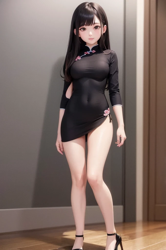 full body, beautiful chinesse girl,presenting the palms of his hand