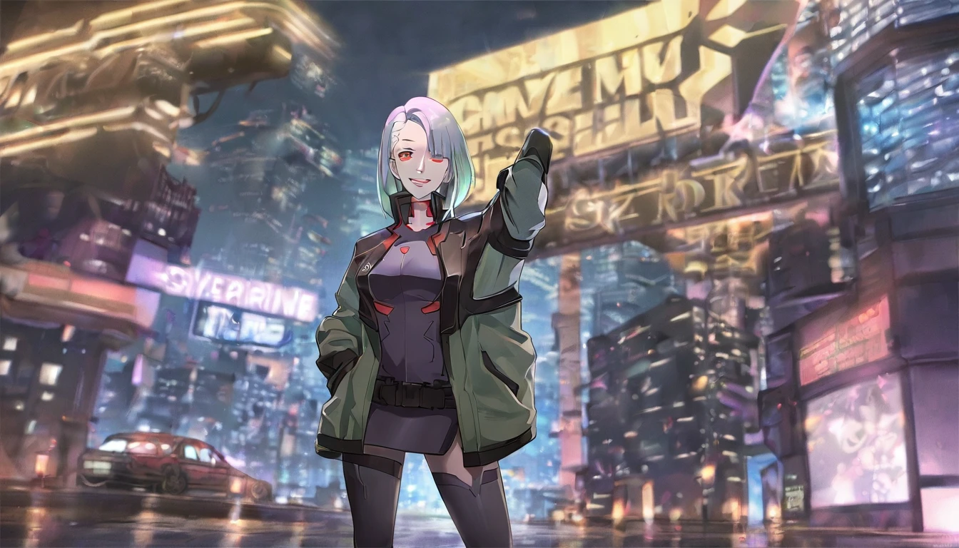 Ghost in the Shell
One Woman
Standing.
Night City
Cyberpunk
Leather coat
Smile at the mouth