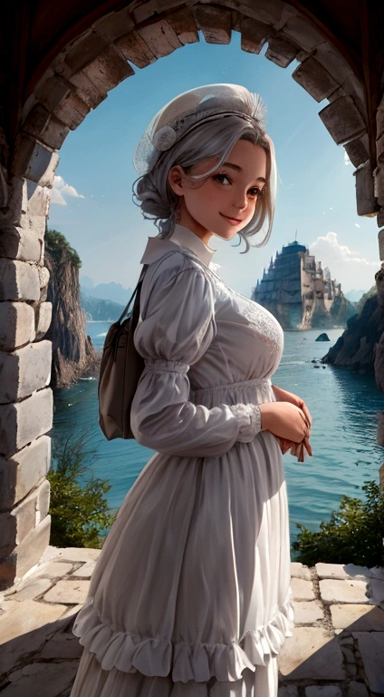 Tia a une silhouette assez élancée. Elle a les cheveux blanc-gris , elle a les cheveux courts et de grands yeux vert pâle, La jeune fille contemple devant la Grande Muraille de Chine, son charmant sourire se reflète sur son visage alors qu'elle apprécie la splendeur et la beauté de cet immense édifice historique. Ses yeux charmants semblent conserver une étincelle d'étonnement et d'admiration pour ce qu'elle voit devant elle., les choses difficiles et les monuments immenses et magnifiques. Elle était remplie de joie et d'enthousiasme alors qu'elle se tenait devant ce témoin géant de l'art et de l'ingénierie dans l'histoire de l'humanité..
La jeune fille porte des vêtements confortables et pratiques adaptés à un voyage touristique, et elle porte un appareil photo pour documenter ce merveilleux moment. Certains objets peuvent apparaître dans le cadre de son voyage, comme un petit sac sur son épaule, un chapeau pour se protéger du soleil, et peut-être même une carte pour voir et suivre les itinéraires de visite. Elle semble prête à explorer et à absorber tout ce que cette merveilleuse visite a à offrir..
L'arrière-plan montre la Grande Muraille de Chine et ses environs, rochers, montagnes, et une nature merveilleuse et belle qui donne une sensation de clarté et de calme et la possibilité de capturer des moments de détente et de contemplation. Les couleurs naturelles et les détails géométriques du mur ressortent et créent un contraste subtil avec l'esthétique de la figure humaine qui se tient devant.., Décolleté exposé, gros seins, Qualité supérieure, beaucoup de détails, Puri focus Sharp et réaliste