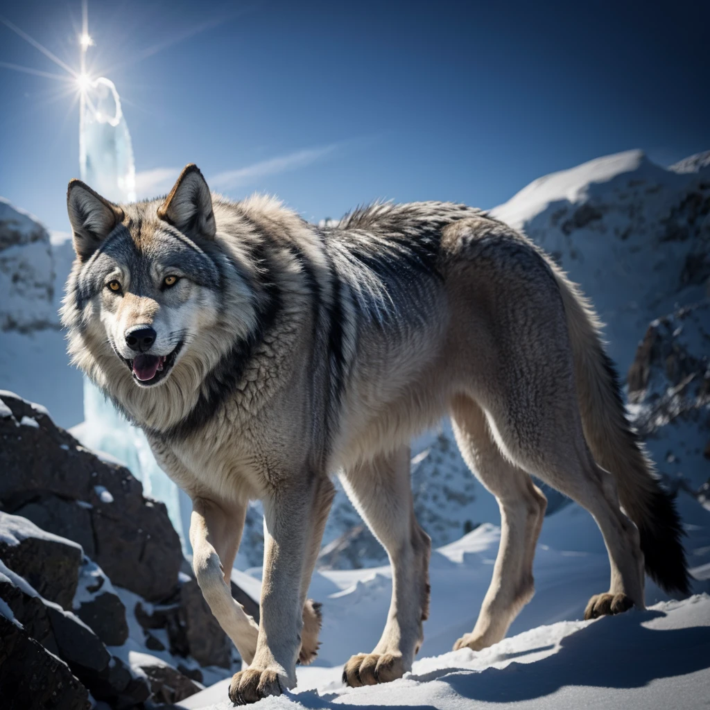 Animal, Lobo cinza do Glace gigante, full body and bright eyes, Wolf, grey, Glace, ice