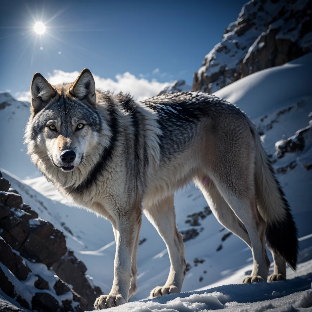 Animal, Lobo cinza do Glace gigante, full body and bright eyes, Wolf, grey, Glace, ice