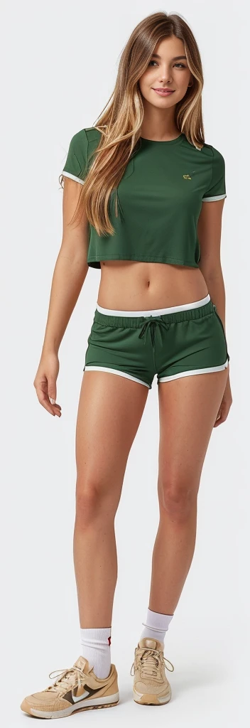 a woman in a red top and shorts posing for a photo, shorts de menino, shorts, In shorts, servindo shorts, sports shorts, Athletic shorts, short shorts, short shorts, hot pants, very short pants, short in stature, thicc thighs, dark red, shorts!!, short and stout woman, red legs, red clothes, short pants, hot pants