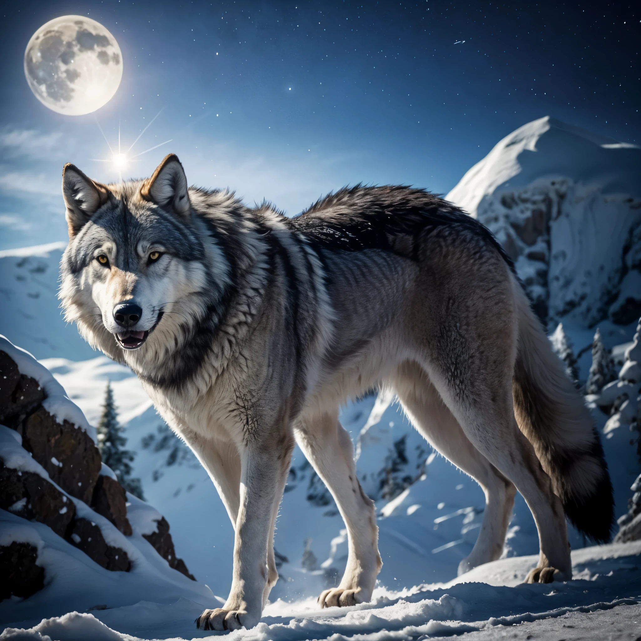 Animal, Lobo cinza do Glace gigante, full body and bright eyes, Wolf, grey, Glace, ice