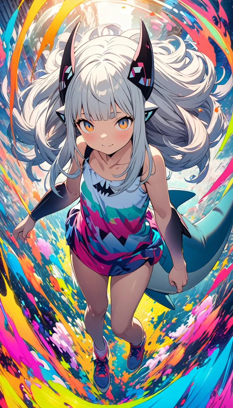 Shark Sister,Bright and colorful,High Saturation,CG Art, Makoto Shinkai's photo, pure, Concept Art, Lofi Art style,Shinkai Makoto animation art style, Lofi Art, Beautiful anime scene, Anime Landscape, Detailed scenery, Makoto Shinkai's style, Makoto Shinkai's style, Enhance Details