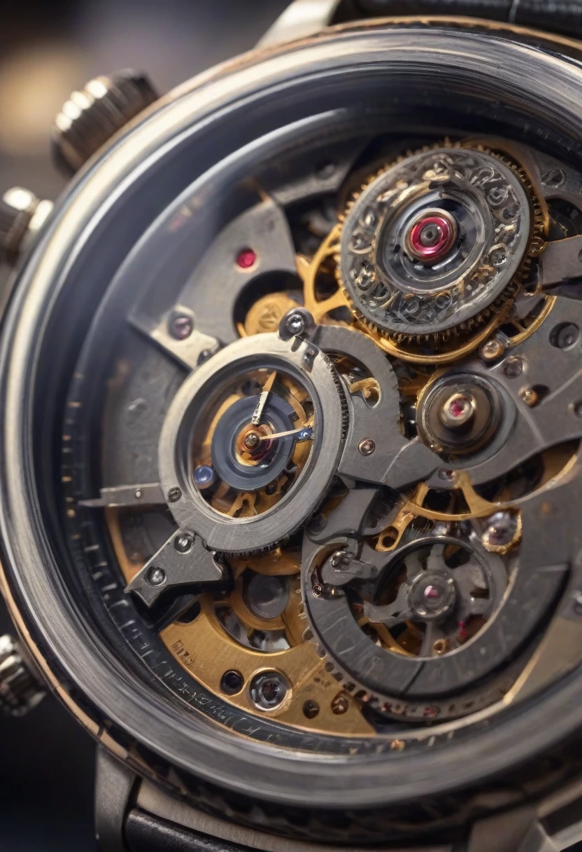 Wrist watch, macro, vintage, young, Concept art, depth of field, (add more details:1.4), Raw photo, realistic, cinematic lighting, soft shadows, sharp focus, fractal, colorful, depth of field, best quality, 16k resolution,
