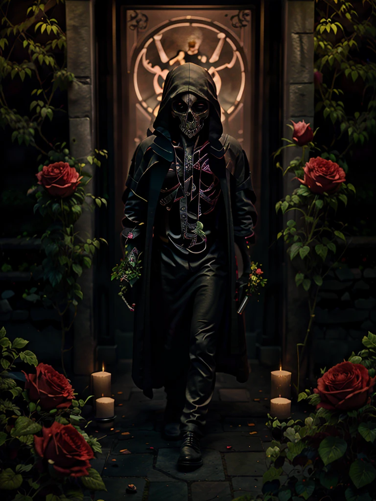 The grim reaper in a rose garden 