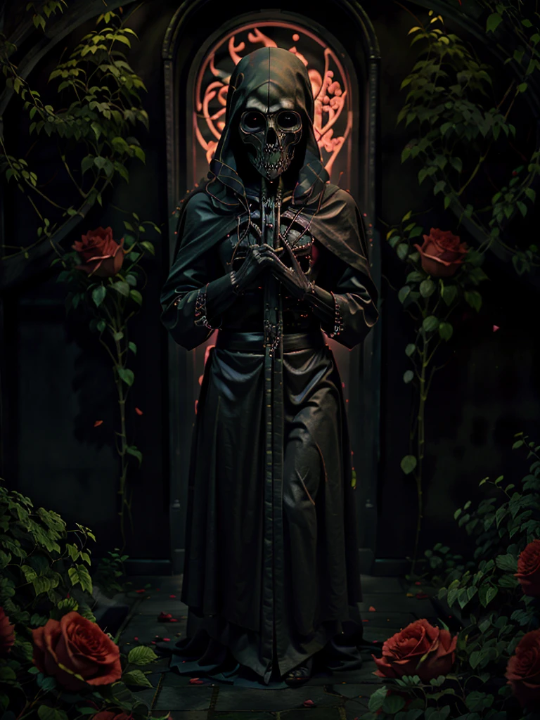 The grim reaper in a rose garden