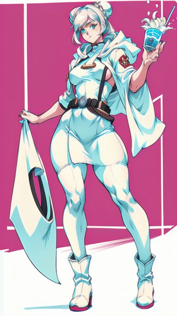 Full body image of Leia Organa from Star Wars, full body in image, wearing her original outfit (white dress with hood, silver belt, and white boots), long hair styled in buns, female body, slender and athletic body, dynamic pose, detailed pose, simple background, expressive face, focus on face, line art, sketch