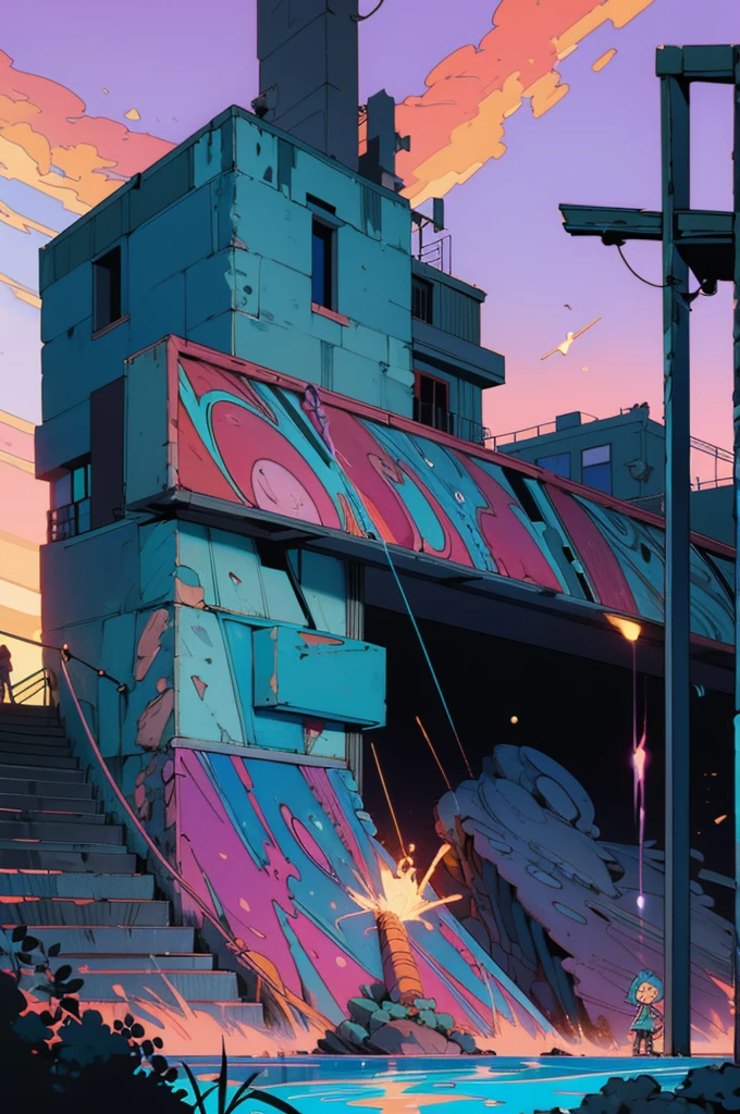 anime (best-quality:0.8), (best-quality:0.8), perfect anime illustration, we've been trying to reach you about your cars extended warranty, An illustration in collage style, with giant boulders, brutalist building sections, terraces, stairs, cacti, agave, concrete texture, multiple geometric shapes, hatch and cross hatching, planet saturn, volcano, moon, Luis Barragán's architectural style build, milky way galaxy, violet, one motorcycle, An illustration in collage style, with giant boulders, brutalist building sections, stairs, cacti, agave, concrete texture, multiple geometric shapes, hatch and cross hatching, planet saturn, volcano, moon, Luis Barragán's architectural style build, reflective pool, terraces. An elegant and modern build, in top of big boulders, with terraces, materials concrete, wood, steel and crystal, various gardens with tropical vegetation, cacti and rocks, stairs, a pool. In middle of sea, a big wave near, sunset, mountains and a volcano in the horizont, cute islands around, illustration format, cute color palette, detailed, masterpiece, award-winning work A 1999 Nissan GTR in Tron form r34 horizonte Lamborghini under a pink and purple sky, an anime drawing by Makoto Shinkai, trending on pixiv, magical realism, beautiful anime scene, cosmic skies. by makoto shinkai, ( ( makoto shinkai ) ), by makoto shinkai, anime background art, style of makoto shinkai
